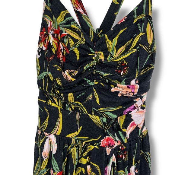 Anthropologie Maeve Gabriela Ruffled Black Floral Maxi Sweetheart Neck Dress S - Picture 5 of 12